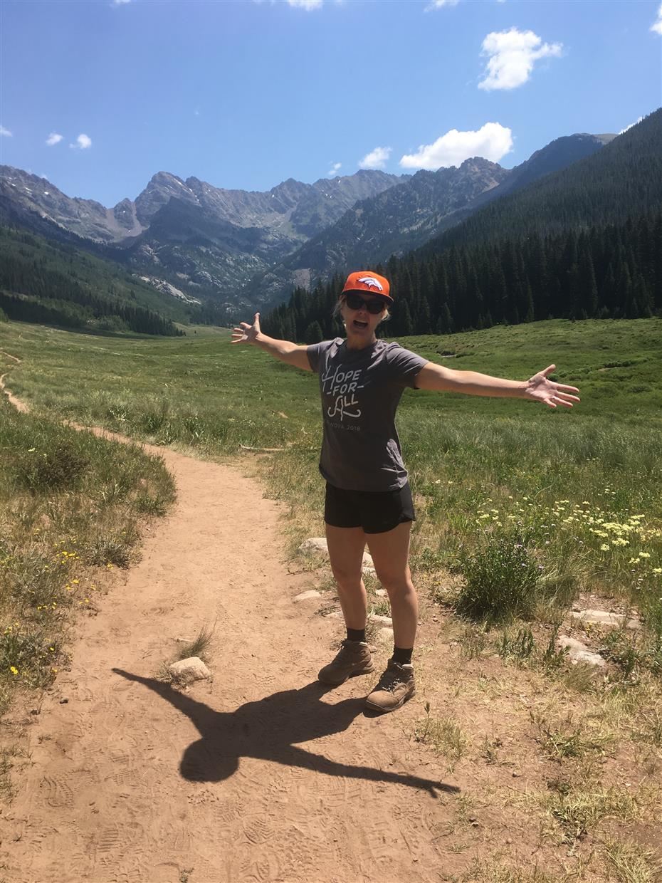 Sheri Turner hiking in Colorado 